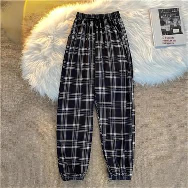 Imagem de Calça Harém Xadrez Preta Feminina - Moda Coreana Solta e Chic para o V