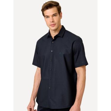 Imagem de Camisa Dudalina Masculina Manga Curta Comfort Superfine Cotton Lisa Azul Marinho-Masculino