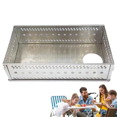 Imagem de Shakven Suporte de pedra para sauna, cesta de pedra aquecida ao ar livre | Suporte de rocha para fogão a lenha em aço inoxidável,Cesta de pedra exterior dobrável portátil da sauna do fogão de, cesta