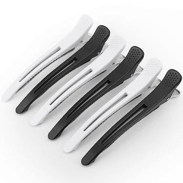 Imagem de Medoca Grampos de cabelo para pentear – 6 peças de grampos de cabelo sem vincos para mulheres – Grampos de rolo de cabelo antiderrapantes com bico de pato com faixa de silicone – Clipes de corte de