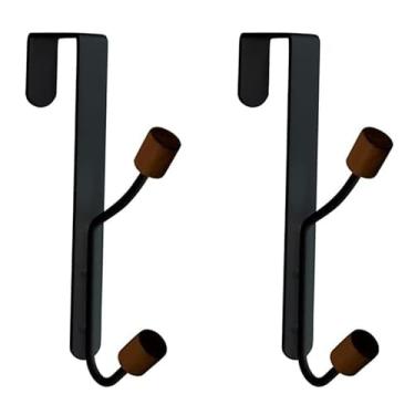 Imagem de Cabideiro de Porta, Cabideiro em Metal com Ganchos Kit 2 Peças - Cabide para Porta(Preto)