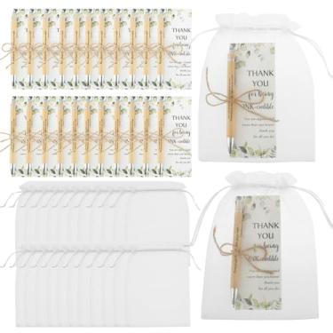 Imagem de 24 conjuntos de canetas inspiradoras de agradecimento, pacote de agradecimento dos funcionários, inclui 24 canetas motivacionais, cartões de agradecimento, barbante e sacos de fio branco para