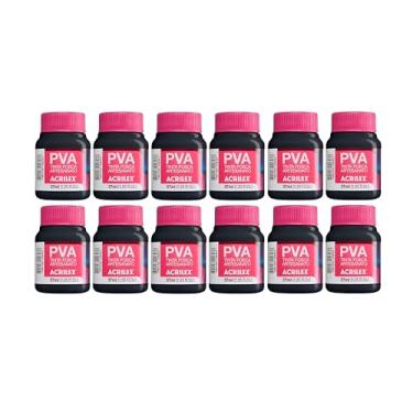Imagem de Kit 12 Tintas PVA Fosca Acrilex Preto 520 37ml para Artesanato – Madeira, MDF, Gesso, Cerâmica, Papel e Mais – Alta Cobertura e Secagem Rápida