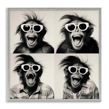 Imagem de Stupell Industries Fun Sunglasses Monkey Framed Giclee Wall Art Design por Roozbeh Bahramali, moldura cinza, 61 x 61 cm