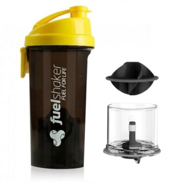 Imagem de Garrafa 500ml Coqueteleira Shakeira compartimento dose whey BCAA pré-treino |DEPARTAMENT STORE (AMARELO)