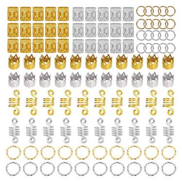 Imagem de 110 peças de anéis de trança de cabelo elegantes presilhas para mulheres e meninas, decorações encantadoras para vários penteados - dourado, prata, para bailes de formatura e desfiles de moda