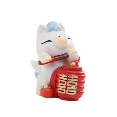 Imagem de IEUDNS Miniatura de cavalo em resina, ornamento para o Ano Lunar Chinês de 2026, escultura de pônei para lareira, 3.8 X 6 X 6.4 Cm