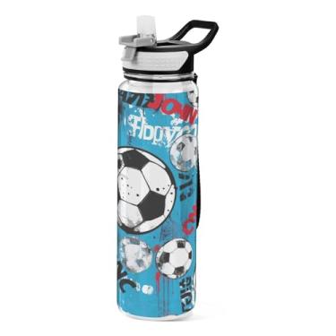 Imagem de Blueangle Garrafa de água azul para esportes de futebol de 940 ml com tampa de canudo - Garrafas de água reutilizáveis Tritan sem BPA para academia, caminhadas e atividades ao ar livre (57)