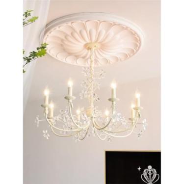 Imagem de Lustre de cristal estilo creme francês - Memphis Colorful Drops | Iluminação decorativa Dopamine para sala de estar e quarto (8 lâmpadas)