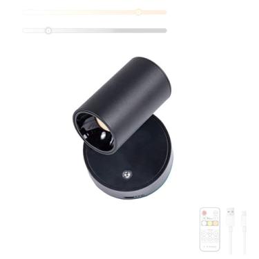 Imagem de GZZBMY Luz de LED Recarregável Arandelas de Parede com Controle Remoto Interruptor de Toque Luz de Parede Regulável Rotação 355° Iluminação de Parede Magnética Sem Fio para Fotos Sala de Estar Quarto