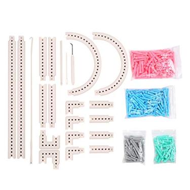 Imagem de Kit de tear de tricô Conjunto de tear de tecelagem Ferramenta de artesanato DIY para chapéus, cachecóis, suéteres, material plástico ABS inclui 84 ​​rosa 20 verde 166 azul 40
