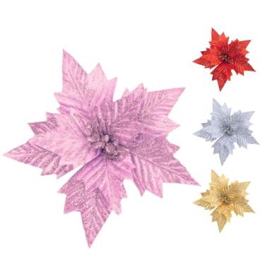 Imagem de Kit Com 12 Flores Rose Enfeite Árvore De Natal Decoração Natalina Luxo LuvinCo