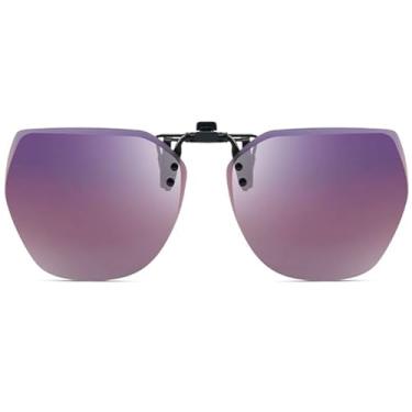 Imagem de FF FRAZALA Óculos de sol polarizados extra grandes com clipe, proteção UV antirreflexo para óculos de grau, Lentes de transição - roxo/rosa, Oversized