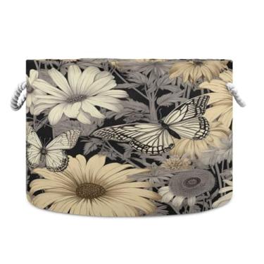 Imagem de WELLDAY Cesta de corda de algodão flores vintage cesta de lavanderia de bebê para sala de estar, lavanderia, berçário, travesseiros, decoração de casa