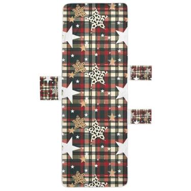 Imagem de STAYTOP Capa de toalha de cadeira de descanso com estampa xadrez Star Buffalo macia, capas de cadeira de praia com bolsos para jardim ao ar livre, pátio, pátio, banhos de sol, gramado, 216 x 76 cm