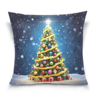 Imagem de Wassud Capa de almofada decorativa de árvore de Natal mágica, 40,6 x 40,6 cm, para sofá, casa, casa de fazenda, decoração de quarto
