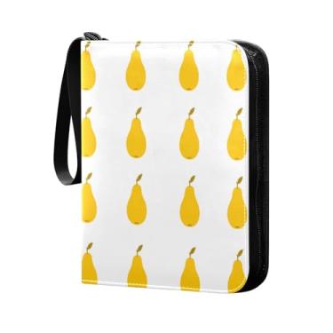 Imagem de Wassud Fichário de cartão colecionável Yellow Pears com 4 bolsos comporta 400 cartões padrão à prova d'água TCG CCG MTG álbum presentes para colecionadores, meninos e meninas