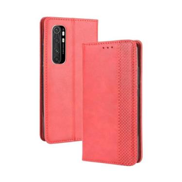 Imagem de Capa flip de couro para XIAOMI Mi Note 10 Lite,Flip magnético retro,Caso de telefone de couro PU,Design de carteira com 3 slots de cartão e 1 clipe de dinheiro -Red