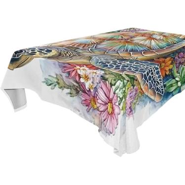 Imagem de Burbuja Toalha de mesa tartaruga no mar, toalha de mesa retangular anti-rugas grossa para decoração de jantar, cozinha, festa, 152 x 304 cm