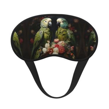 Imagem de Máscara de dormir blackout com estampa de papagaios para casais com estampa de azeitona, máscara para os olhos, macia, leve, para dormir, meditação, viagem, ioga