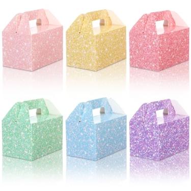 Imagem de AmazingSpark Pacote com 24 caixas de guloseimas pastel com glitter macaron caixas de presente para biscoito doce, brinquedo, suprimentos de festa para aniversário, casamentos, chá de bebê, Natal, 15 x