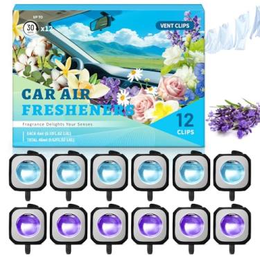 Imagem de SCENTORINI Clipes de ventilação para aromatizadores de carro, 6 de linho e 6 aromatizadores de lavanda, ambientadores automotivos para homens e mulheres, purificadores de ar automotivos de longa