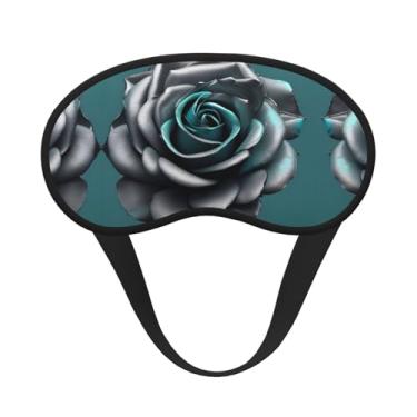 Imagem de Máscara de dormir blackout com estampa de flor rosa cinza azul-petróleo máscara de luz macia para dormir meditação viagem ioga