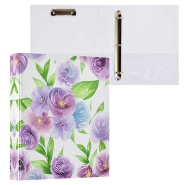 Imagem de STAYTOP Lindas flores, organizador de fichário redondo, fichário de 3 anéis com prancheta (carta A4), fichário fofo para material de escritório escolar