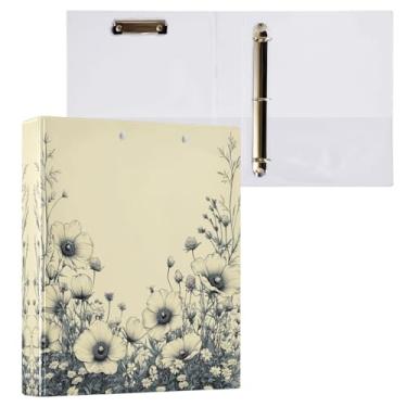 Imagem de STAYTOP Organizador de fichário vintage de flores silvestres, fichário de 3 anéis com prancheta (carta A4), fichário fofo para material de escritório escolar