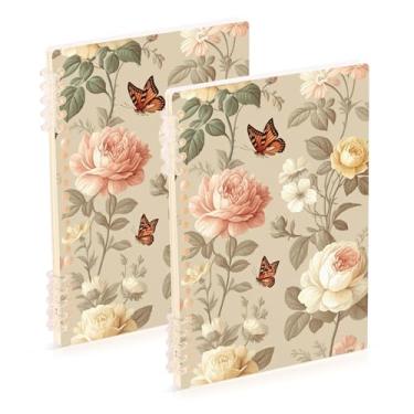 Imagem de Burbuja Cadernos com nome, papel pautado universitário A5 com 60 folhas, fichário para escritório, 2 unidades