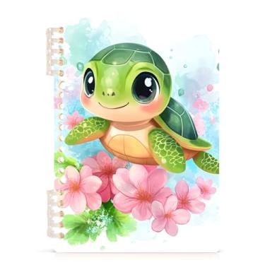 Imagem de Burbuja Caderno de desenho animado de tartaruga, papel pautado universitário A5 com 60 folhas, caderno de anotações para diário, escritório, 1 pacote
