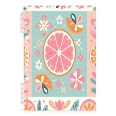 Imagem de Burbuja Caderno de azulejo com fatia laranja, papel pautado universitário A5 com 60 folhas, caderno de anotações para diário, escritório, 1 pacote