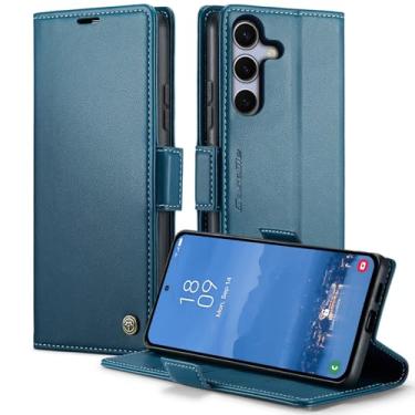 Imagem de owlhold Capa carteira para Samsung Galaxy S25 FE, capa magnética flip, bloqueio RFID, 3 porta-cartões, suporte, couro PU moderno, capa de telefone TPU à prova de choque para Samsung Galaxy S25 FE 6,7