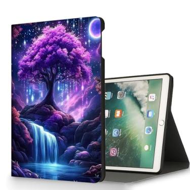 Imagem de RUUHLJLET Capa para iPad 6ª/5ª geração (2018/2017) Capa para iPad de 9,7 polegadas, despertar/hibernar automaticamente, capa protetora com suporte ajustável para Apple iPad 9,7 polegadas - Árvore da