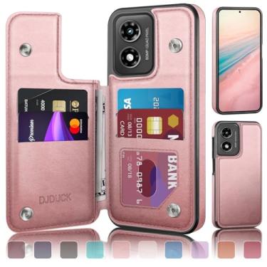 Imagem de DJDUCK Capa carteira projetada para Moto G Play 2024 com porta-cartão, [proteção de couro com bloqueio de RFID] [capa de fecho magnético] à prova de choque masculina e feminina para Moto G Play 2024