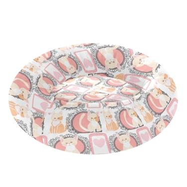 Imagem de SEHANY Cama de cachorro com estampa de gatos fofos, removível e lavável, pequena, redonda para gatos, cama fofa super macia para animais de estimação com fundo antiderrapante para cães pequenos e