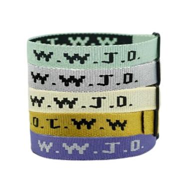 Imagem de Pulseira elástica WWJD, pulseira de corda trançada ajustável, presente de joias de texto cristão inspirador para mulheres e homens