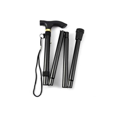 Imagem de Pau de Caminhada Metal Alumínio Ajustável Plegável e Colapsível para Viagem com Pé Borracha Antiaderente Porca Travamento Cabo Grip Confortável Pulseira Detachável Apoio em Viagens Caminhadas Idosos