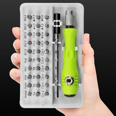 Imagem de Conjunto de chave de fenda de precisão 32 em 1, kit de reparo magnético com alça verde, design ergonômico compacto para eletrônicos, óculos, telefones, verde