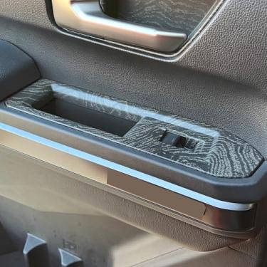 Imagem de Puxador de porta ABS concha exterior porta tigela porta maçaneta decoração guarnição para Toyota Tacoma 2024 2025 acessórios interiores console central (madeira preta, capa de painel de interruptor de