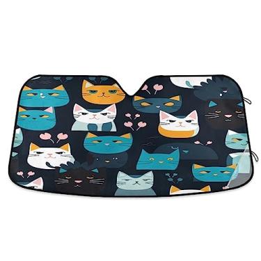Imagem de Protetor solar de carro Cat On Black para janela dianteira, persianas de janela de carro, proteção UV de carro, para carro SUV, caminhão, acessórios de carro