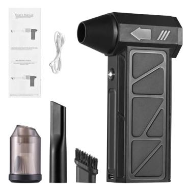 Imagem de QANYEGN Espanador de ar comprimido, soprador de ar sem fio com luz, soprador de jato seco portátil ajustável de 4 velocidades para computador, teclado, exterior, casa e carro