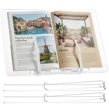 Imagem de Resurhang Suporte de acrílico para livros com 2 peças de suporte de música para partituras, revistas, laptop, receitas, livros didáticos, livros de receitas, livros de receitas, livros de receitas