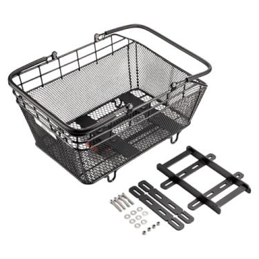 Imagem de simhoa Cesto traseiro de bicicleta com de liberação rápida, 45x32,5x20cm, com alça para transporte. Instalação rápida, Metal