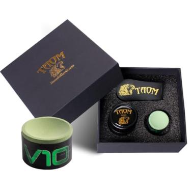 Imagem de YEUEK TAOM Suporte de giz de piscina em formato redondo prático acessórios de bilhar mini estojo magnético com ponta de giz recipiente caixa redonda de bilhar, ferramenta de ponta de taco modelador