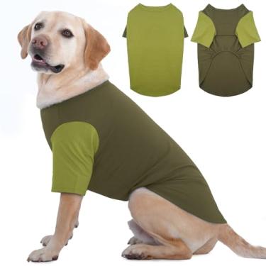 Imagem de IKUPUKO Pacote com 2 camisetas para cães extragrandes camisa de algodão respirável macio e respirável roupas para controle de queda para dogue alemão, caminhada no verão, litoral, parque, 5GG