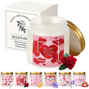 Imagem de Conelist Conjunto de 6 velas perfumadas para presente de dia dos namorados para sua namorada, esposa, 80 ml, frasco de cera de soja, aceso de longa duração, presente decorativo para mulheres e homens