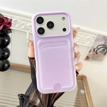 Imagem de Capa transparente fosca com compartimento para cartões e fotos para iPhone 17, 16, 15, 14, 13, 12, 11 Pro Max Plus, em TPU e PC, resistente a impactos (para iPhone 11 Pro/Roxo)