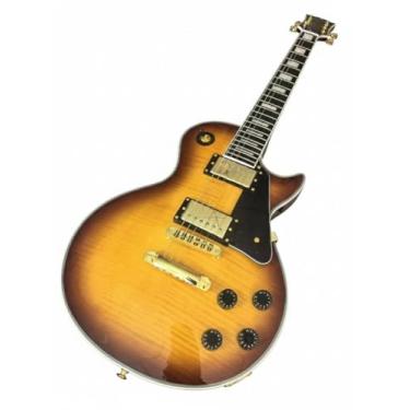 Imagem de Handmade Electric Guitar Flame Maple Top - Solid Mahogany Body & Rosewood Fretboard 6 String Sunset Burst (Right Handed)