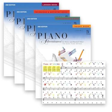 Imagem de Faber Piano - Nível 2A - Lição, Teoria, Desempenho, Técnica e Arte (2ª Edição) com adesivos removíveis de teclado de piano transparente colorido 88/61/49/37